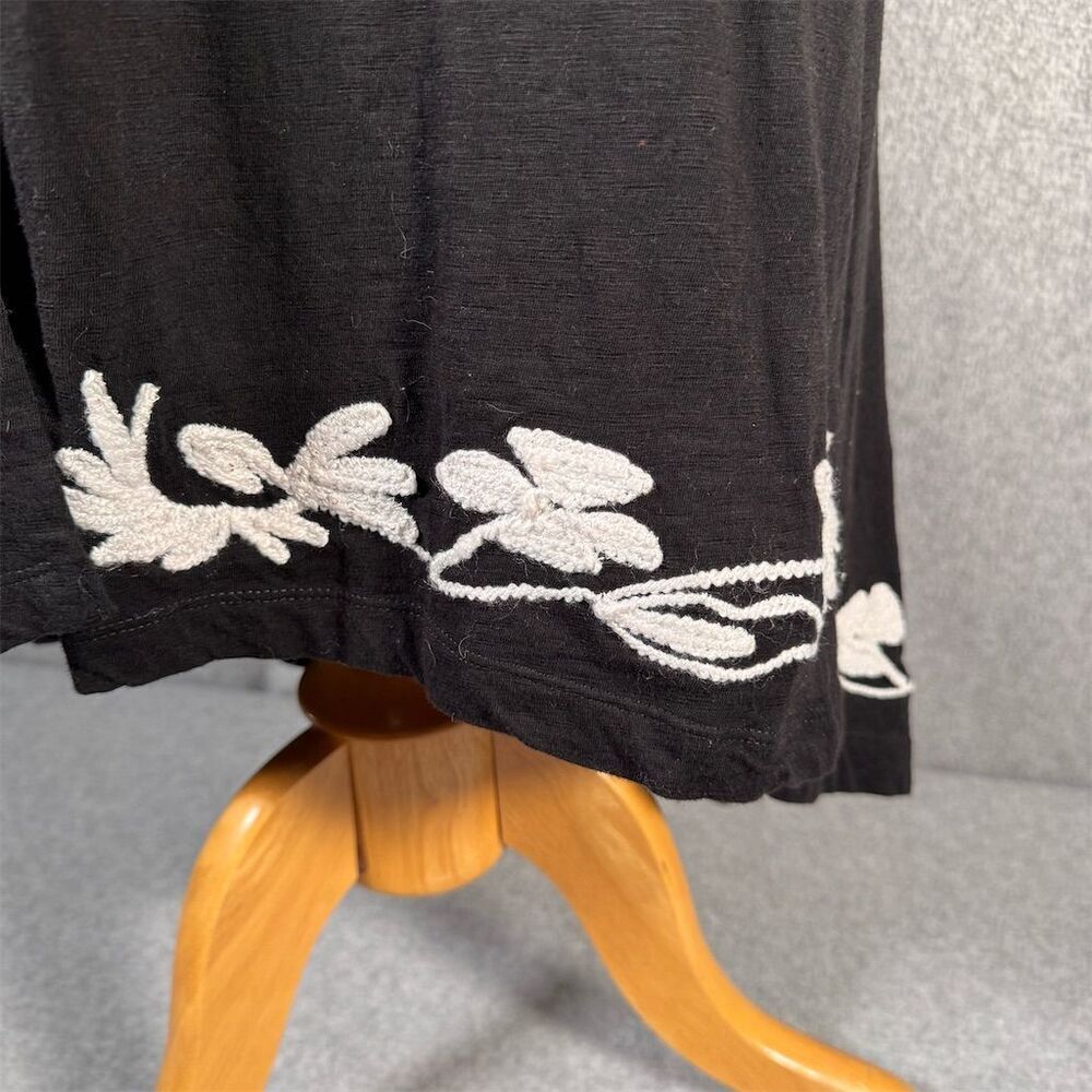 Natural Impressions Women's Size XL Black Embroidered Open Front Cotton Cardigan - Picture 3 of 10